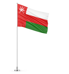 Oman flag on a flagpole white background 3D illustration
