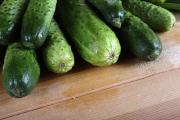 Cucumbers on table