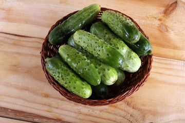 Cucumbers on table