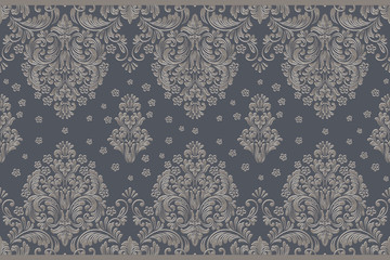 Vector damask border element and page decoration. Classical luxury border decoration pattern. Seamless texture for textile, wrapping etc. Vintage exquisite floral baroque template