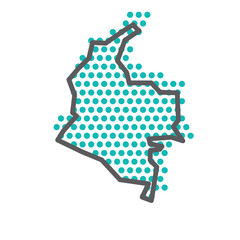 Colombia simple outline map with green halftone dot pattern