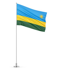 Rwanda flag on a flagpole white background 3D illustration