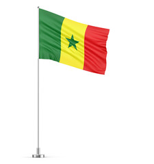 Senegal flag on a flagpole white background 3D illustration