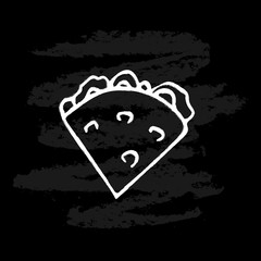 Hand drawn Mexican traditional food set. quesadillas icon isolated on black chalk board background. Vector illustration for menu, poster, web.