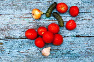 Fresh vegetables on the wooden table