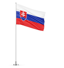 Slovakia flag on a flagpole white background 3D illustration