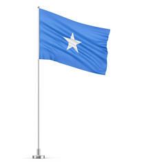 Somalia flag on a flagpole white background 3D illustration