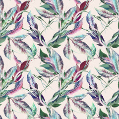 Fototapeta premium Lianas Seamless Pattern. Watercolor Background.