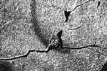 Distress old cracked concrete vector texture. EPS8 illustration. Black and white grunge background.