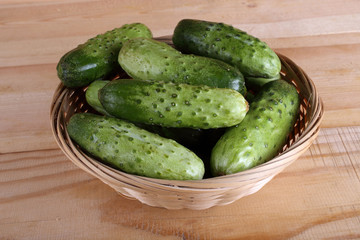 Cucumbers on table