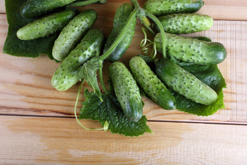 Cucumbers on table