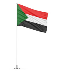 Sudan flag on a flagpole white background 3D illustration