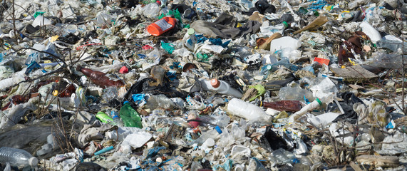 urban garbage dump close-up