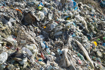 Obraz premium urban garbage dump close-up