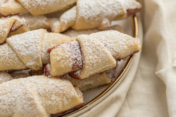 Ready-made fragrant baked cookies bagels with jam for use in recipe illustrations.