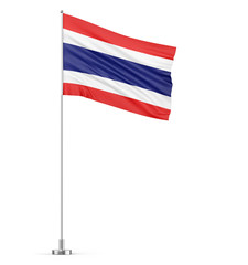 Fototapeta premium Thailand flag on a flagpole white background 3D illustration