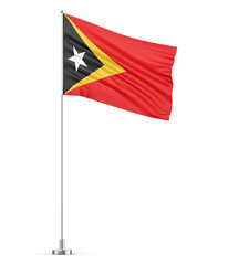 East Timor flag on a flagpole white background 3D illustration