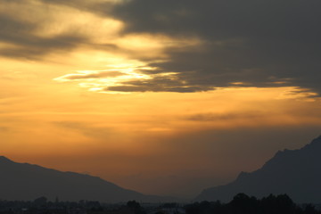 Sunset over Formentera Del Segura spain 