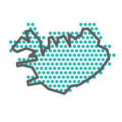 Iceland simple outline map with green halftone dot pattern