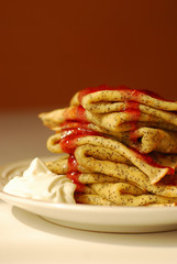 Raspberry jam poppy seed pancakes