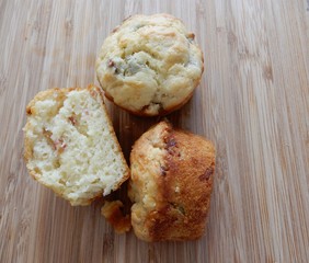 muffins on a wooden table