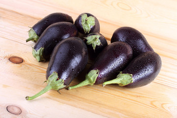 Eggplants on table