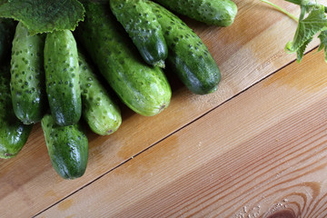 Cucumbers on table