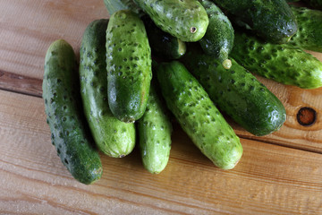 Cucumbers on table