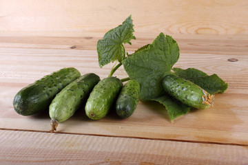 Cucumbers on table