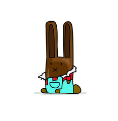 chocolate rabbit cute sweets candycartoon character in disguise isolated on white background
