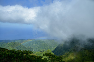 panoramic view on the vulcano on montagne pelée with clowd and  Martinique Sea