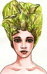 Photo sur Plexiglas Inspiration picturale Un portrait fantastique de femme, surréaliste et multicolore. , surréalisme, fantaisie