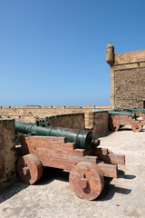 Fototapeta na wymiar Old cannons in the fort of Essaouira, Morocco.