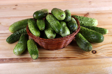 Cucumbers on table