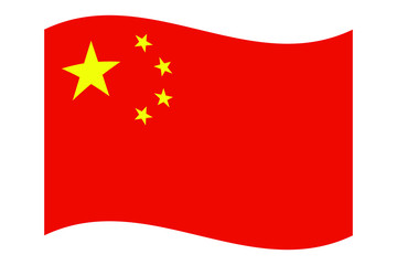 China flag waving vector illustration. Red flag with five stars flying