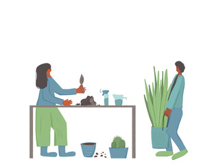 House plant lover concept Hand drawn vector flower