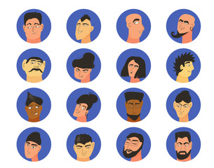 Set of vector avatar icons. Faces of persons.