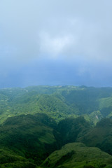 Fototapeta premium panoramic view on the vulcano on montagne pelée with clowd and Martinique Sea