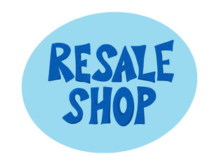 Resale shop vector hand drawn text emblem.