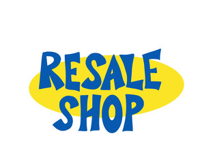 Resale shop vector hand drawn text emblem.