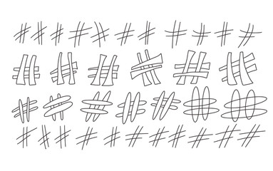 Hashtag vector hand drawn sign. Hash tag symbol.
