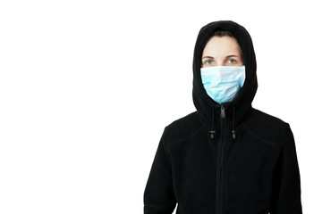 Woman with a protective mask during a pandemic