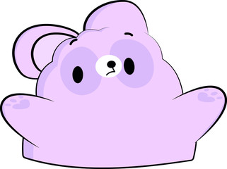 sticker pink fluffy bear with emotions