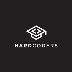 hat code logo / code vector