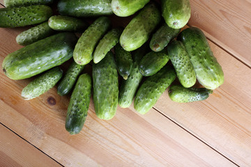 Cucumbers on table