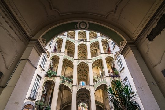 Low angle shot of Palazzo dello Spagnolo in Rione Sanita, Naples, Italy