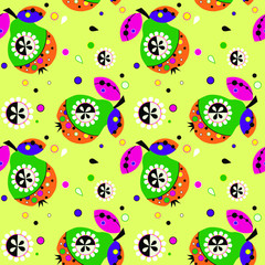 seamless pattern of a stylized pear on pistachio background