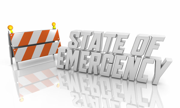 State of Emergency Declaration Executive Order Crisis Safety Measure Barricade 3d Illustration