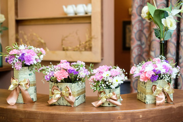 flowers in town sets are decorated