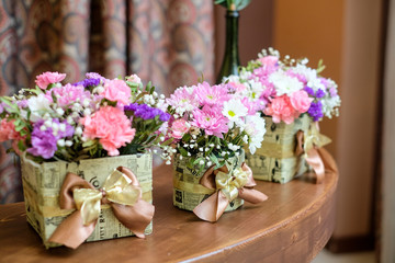 flowers in town sets are decorated